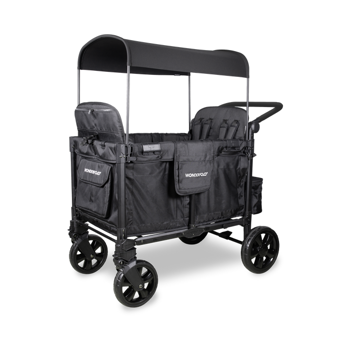 Wonderfold W4 Elite Pro (4-Seater) Double Seater Stroller Wagon (Jet Black)