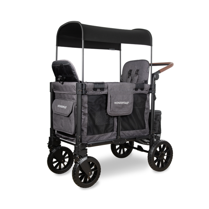 Wonderfold W2 Luxe Pro (2-Seater) Double Seater Stroller Wagon (Charcoal Gray)