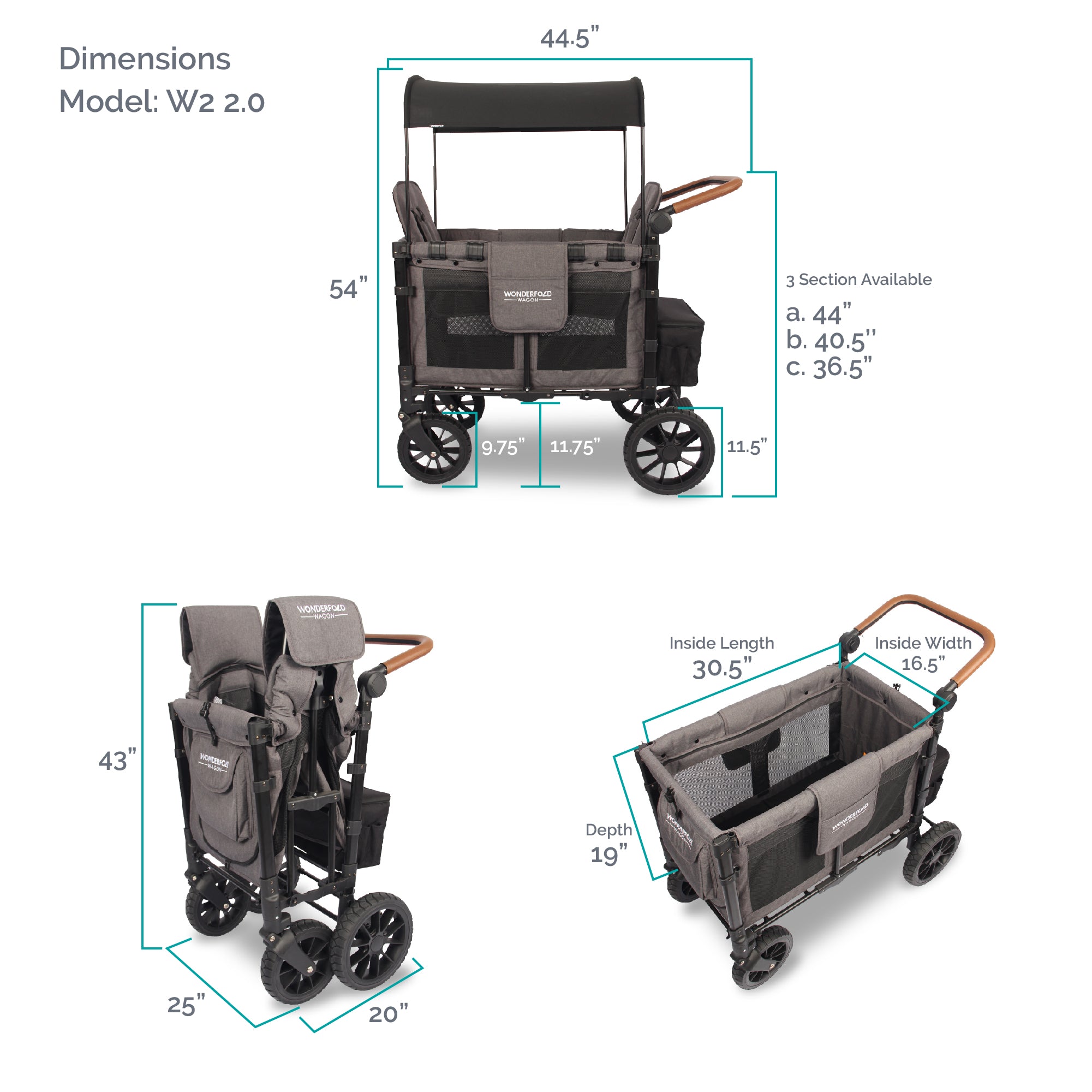 wonderfold w2 luxe stroller wagon Wonderfold W2 Luxe Double Stroller Wagon Charcoal Gray